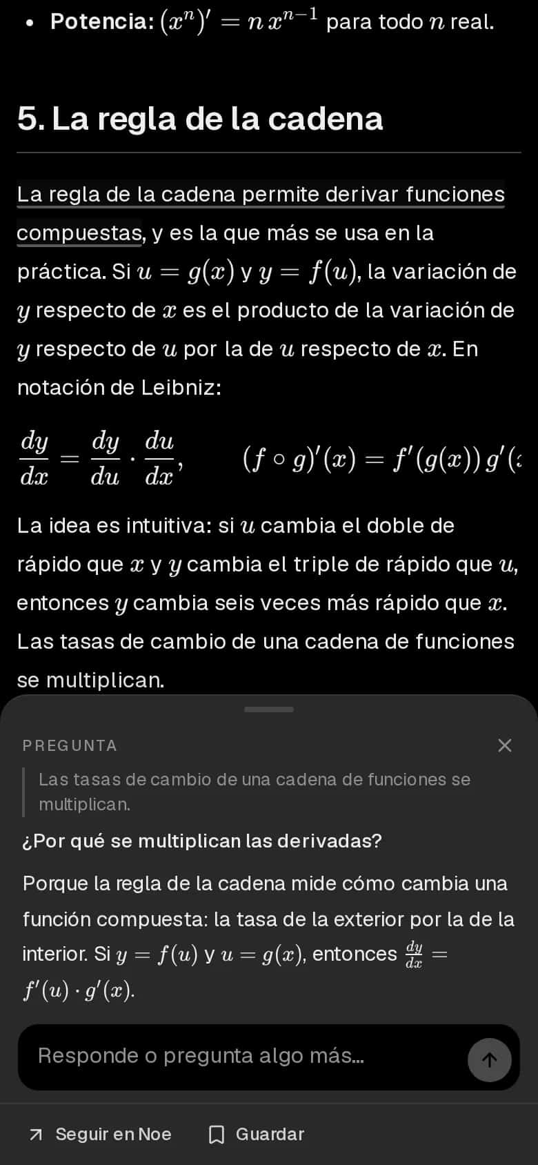 El lector de Noesis con un párrafo subrayado y la explicación de Noe al lado