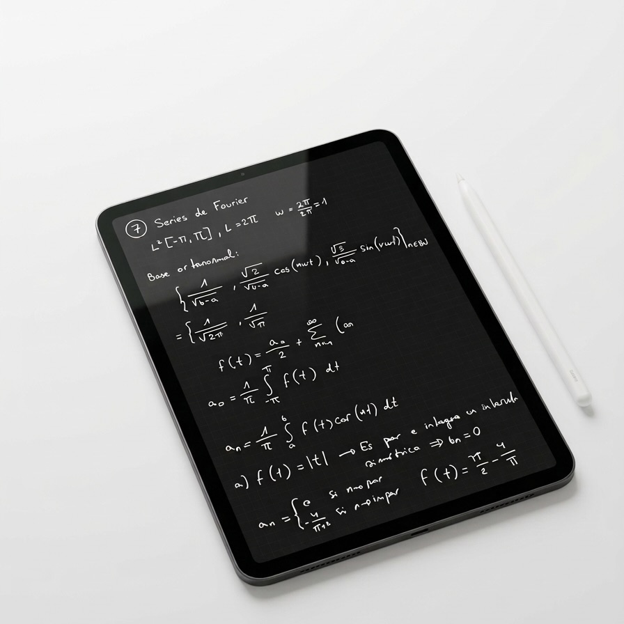 Noesis notebook on iPad with Apple Pencil — handwritten Fourier series equations
